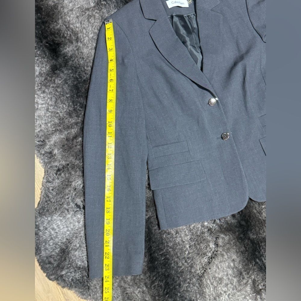Calvin Klein Women 10P Gray Rayon Blend Blazer Career Office Rayon Blend - Picture 10 of 11